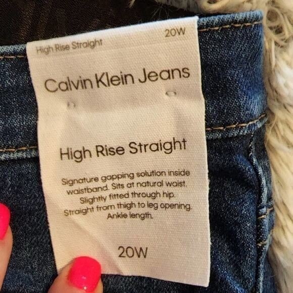 CALVIN klein high rise straight cropped raw hem jeans plus size 20W new!!! - Picture 6 of 10
